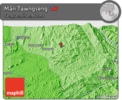 Political 3D Map of Mān Tawngseng