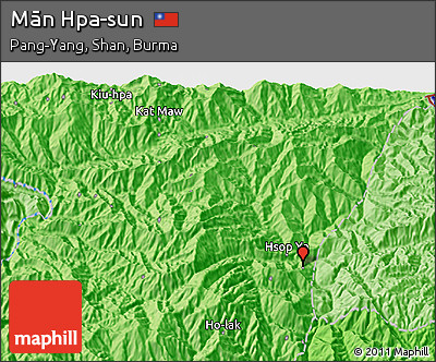 Political 3D Map of Mān Hpa-sun
