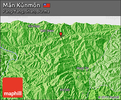 Political 3D Map of Mān Kūnmōn