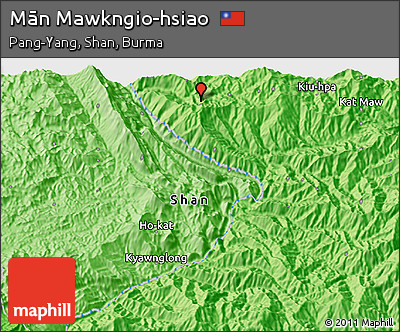 Political 3D Map of Mān Mawkngio-hsiao
