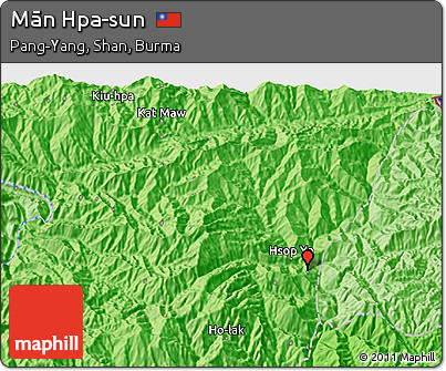 Political 3D Map of Mān Hpa-sun