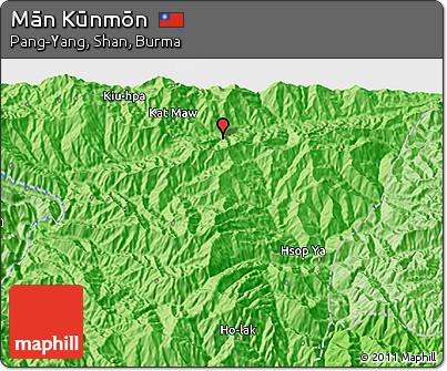Political 3D Map of Mān Kūnmōn