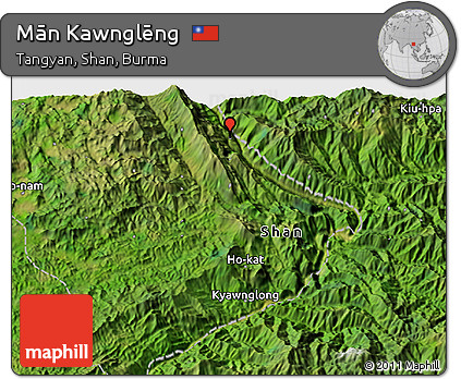 Satellite 3D Map of Mān Kawnglēng