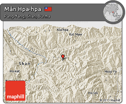 Shaded Relief 3D Map of Mān Hpa-hpa