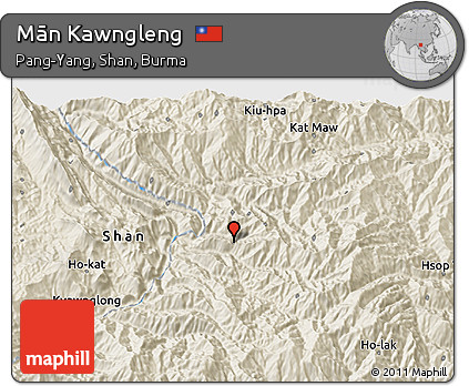 Shaded Relief 3D Map of Mān Kawngleng