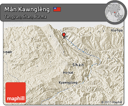 Shaded Relief 3D Map of Mān Kawnglēng