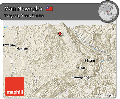 Shaded Relief 3D Map of Mān Nawngloi