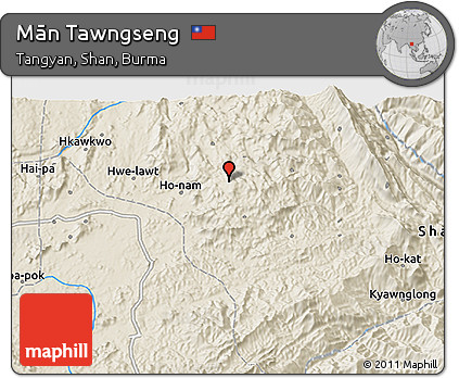 Shaded Relief 3D Map of Mān Tawngseng