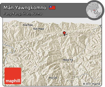 Shaded Relief 3D Map of Mān Yawngkomnö