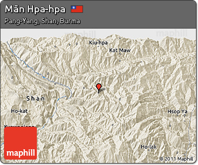 Shaded Relief 3D Map of Mān Hpa-hpa