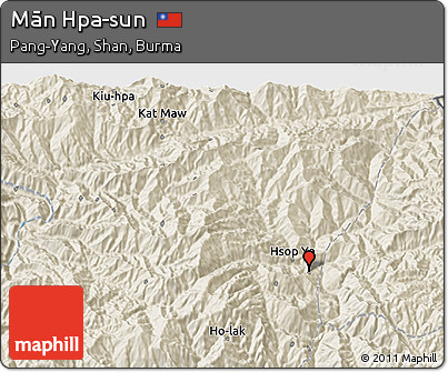 Shaded Relief 3D Map of Mān Hpa-sun