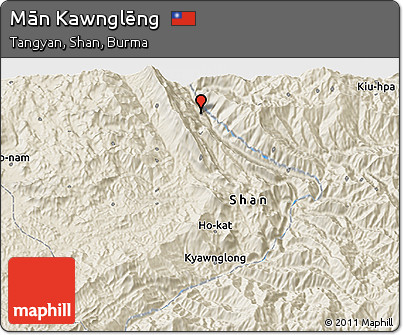 Shaded Relief 3D Map of Mān Kawnglēng