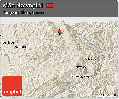 Shaded Relief 3D Map of Mān Nawngloi