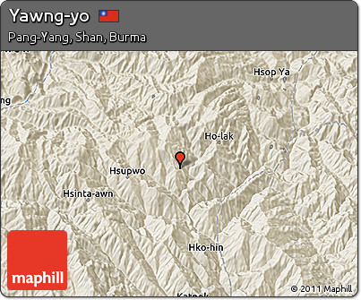 Shaded Relief 3D Map of Yawng-yo