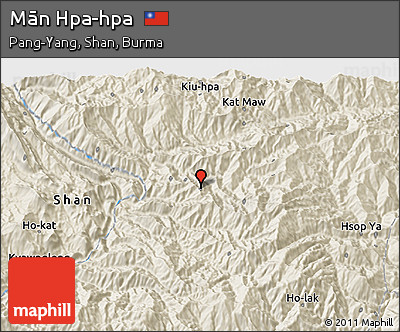 Shaded Relief 3D Map of Mān Hpa-hpa