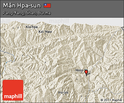 Shaded Relief 3D Map of Mān Hpa-sun