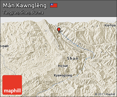 Shaded Relief 3D Map of Mān Kawnglēng