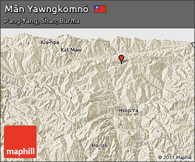 Shaded Relief 3D Map of Mān Yawngkomnö