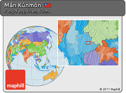 Political Location Map of Mān Kūnmōn