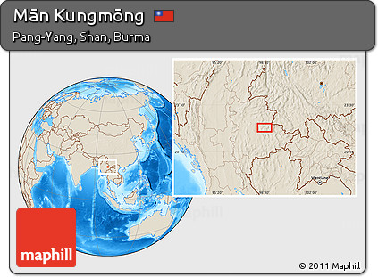 Shaded Relief Location Map of Mān Kungmōng