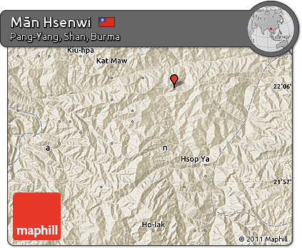Shaded Relief Map of Mān Hsenwi