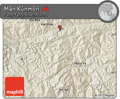 Shaded Relief Map of Mān Kūnmōn
