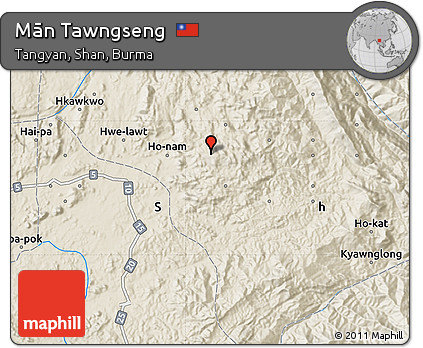 Shaded Relief Map of Mān Tawngseng