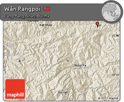 Shaded Relief Map of Wān Pangpoi