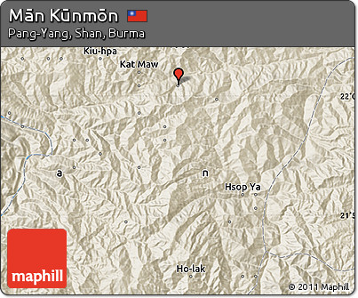 Shaded Relief Map of Mān Kūnmōn