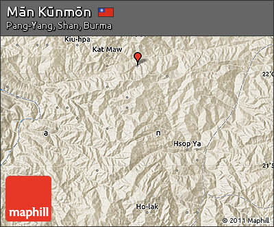 Shaded Relief Map of Mān Kūnmōn