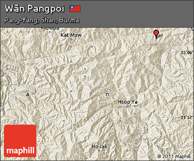 Shaded Relief Map of Wān Pangpoi