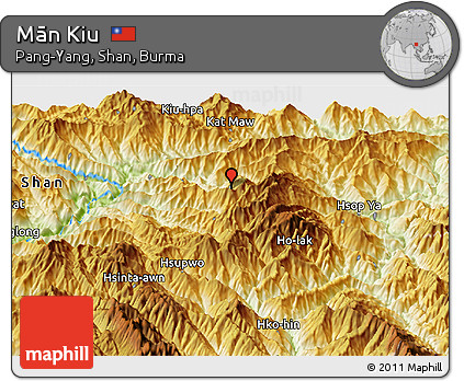 Physical Panoramic Map of Mān Kiu