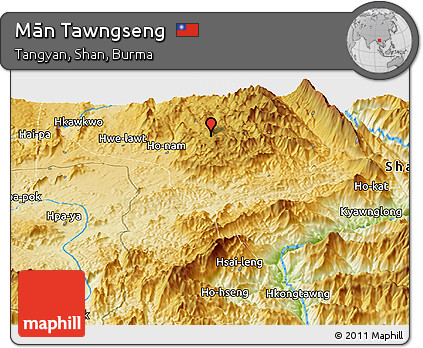 Physical Panoramic Map of Mān Tawngseng