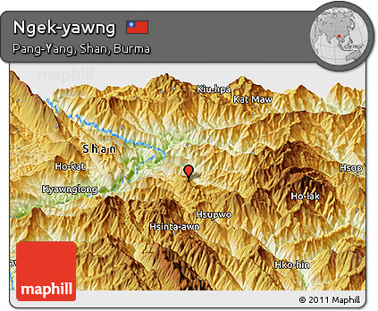 Physical Panoramic Map of Ngek-yawng