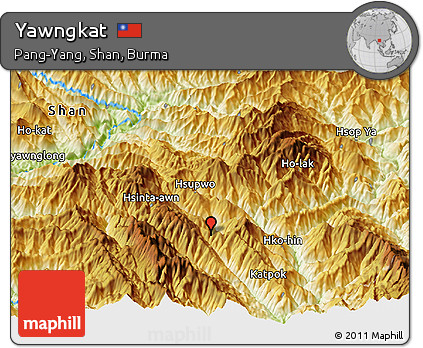 Physical Panoramic Map of Yawngkat