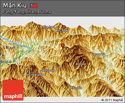 Physical Panoramic Map of Mān Kiu
