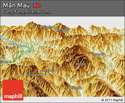 Physical Panoramic Map of Mān Maü