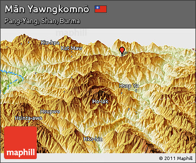 Physical Panoramic Map of Mān Yawngkomnö