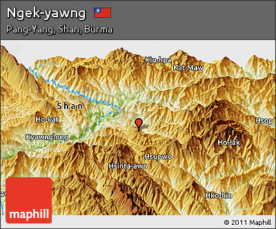 Physical Panoramic Map of Ngek-yawng