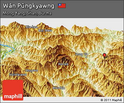 Physical Panoramic Map of Wān Pūngkyawng