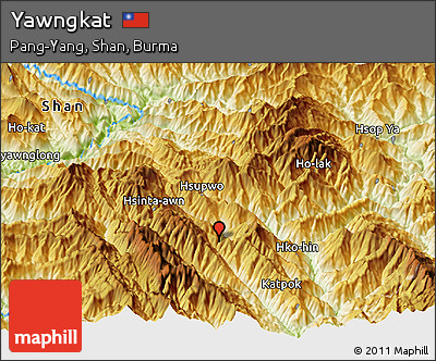 Physical Panoramic Map of Yawngkat