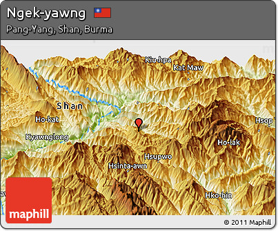 Physical Panoramic Map of Ngek-yawng