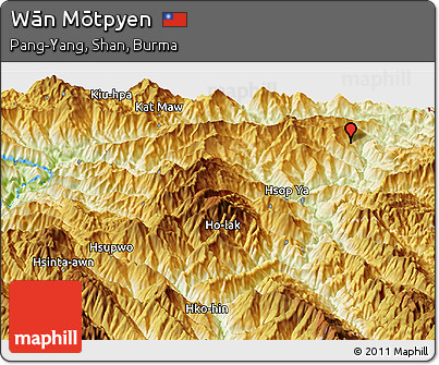 Physical Panoramic Map of Wān Mōtpyen