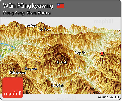Physical Panoramic Map of Wān Pūngkyawng