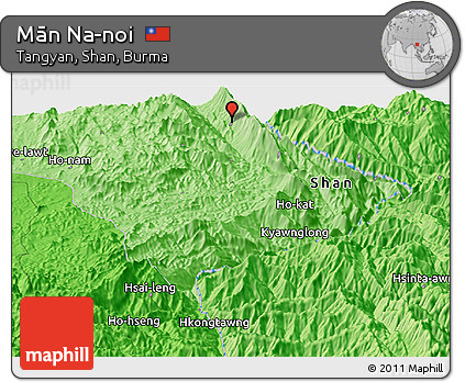 Political Panoramic Map of Mān Na-noi