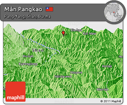 Political Panoramic Map of Mān Pangkao
