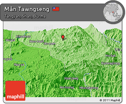 Political Panoramic Map of Mān Tawngseng