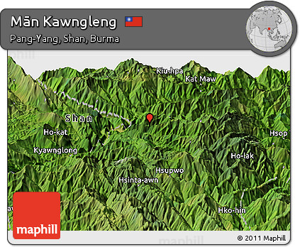 Satellite Panoramic Map of Mān Kawngleng