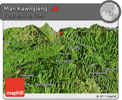 Satellite Panoramic Map of Mān Kawnglēng
