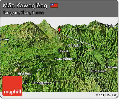 Satellite Panoramic Map of Mān Kawnglēng